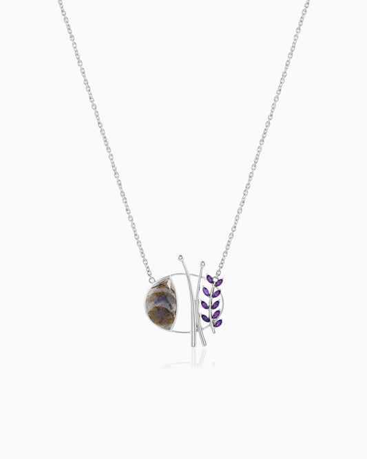 Orchid Abalone Necklace 18"
