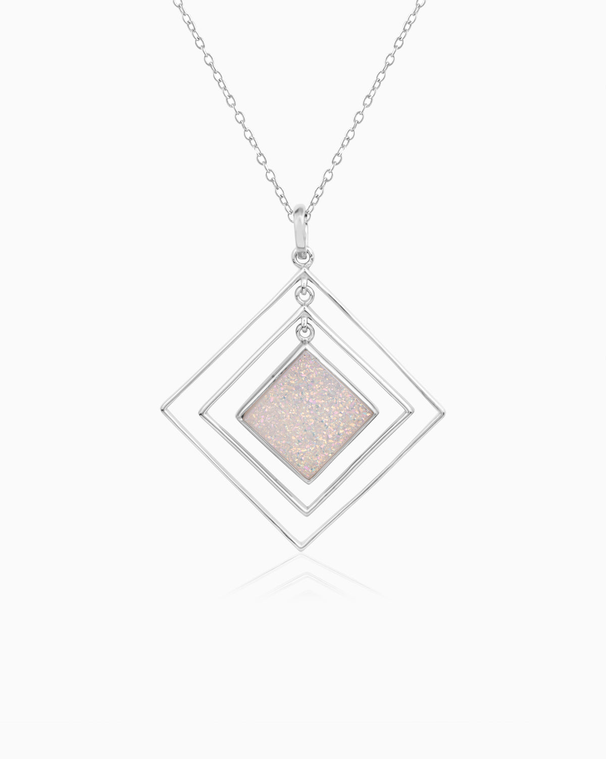 Pink Pearl Druzy Geometric Pendant