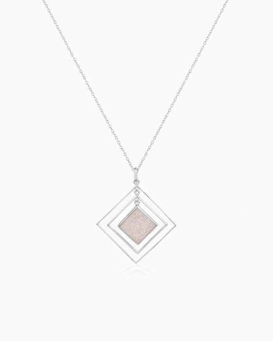 Pink Pearl Druzy Geometric Pendant