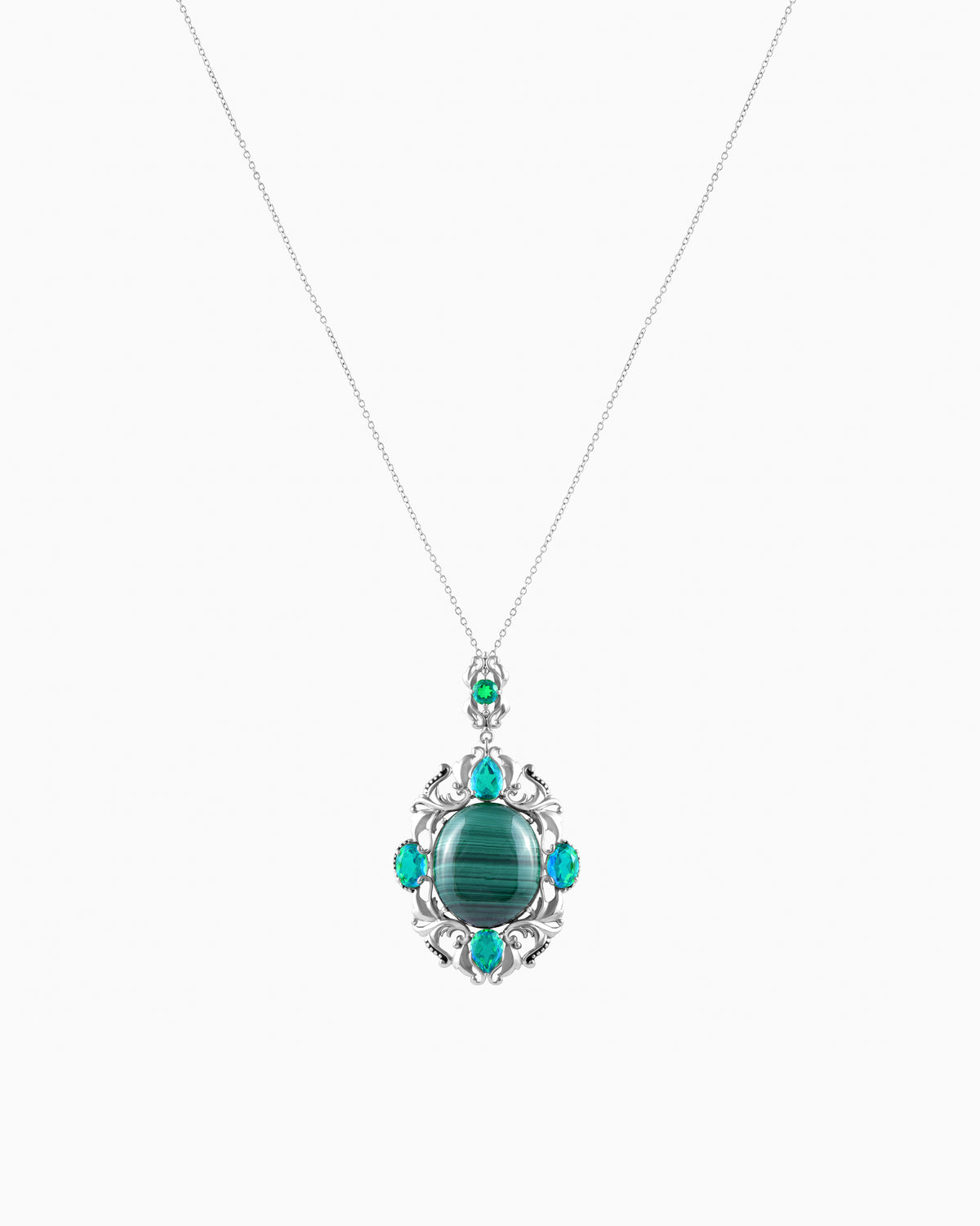 Victorian lily Pendant – Moss Green