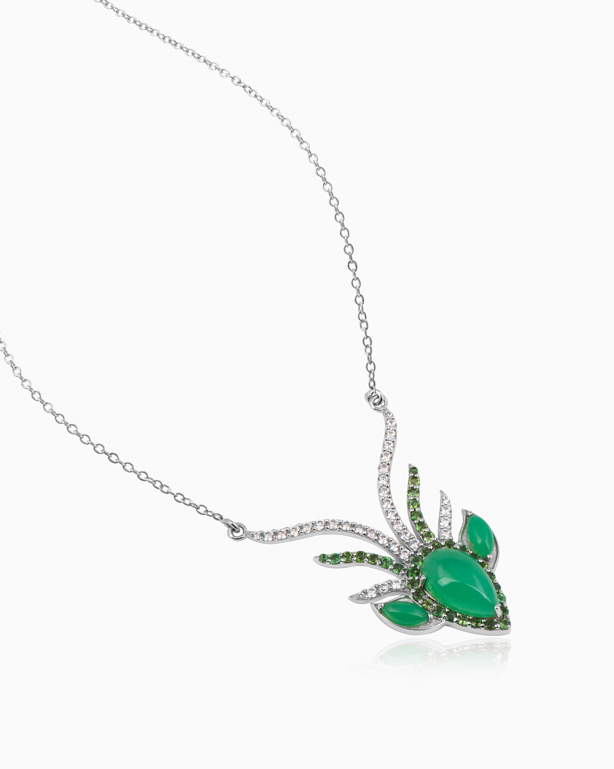 Stag Soul Necklace – Silver & Chrysoprase 18