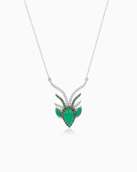 Stag Soul Necklace – Silver & Chrysoprase 18"