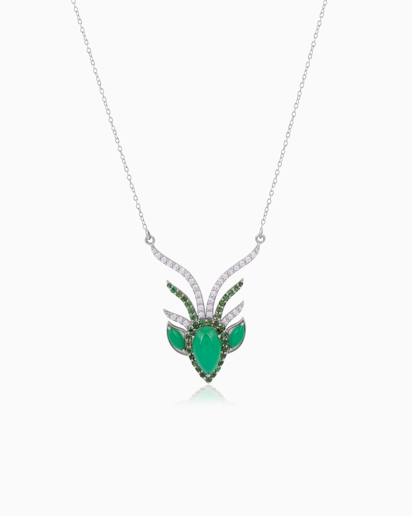 Stag Soul Necklace – Silver & Chrysoprase 18"