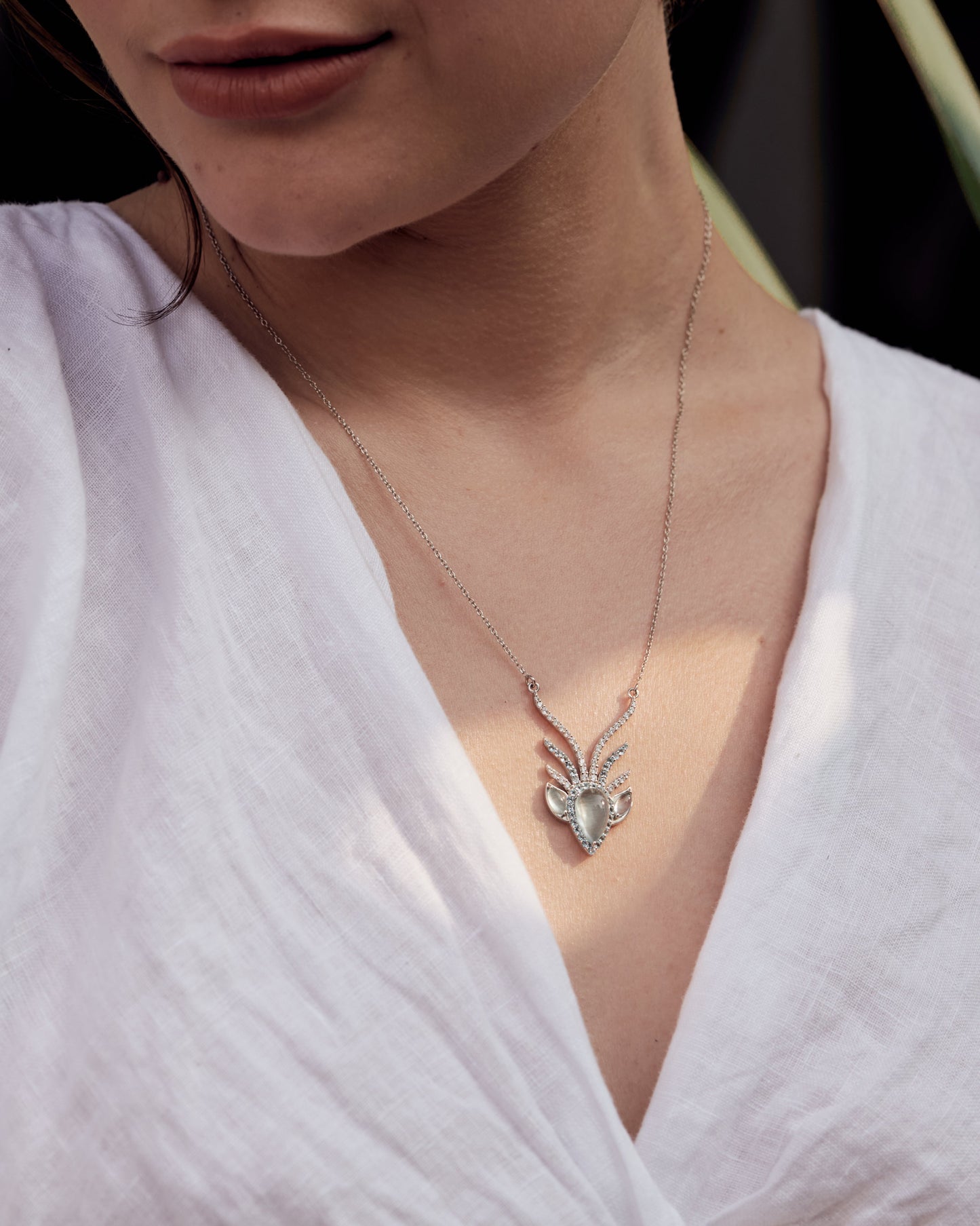 Stag Soul Necklace – Aquamarine 18"