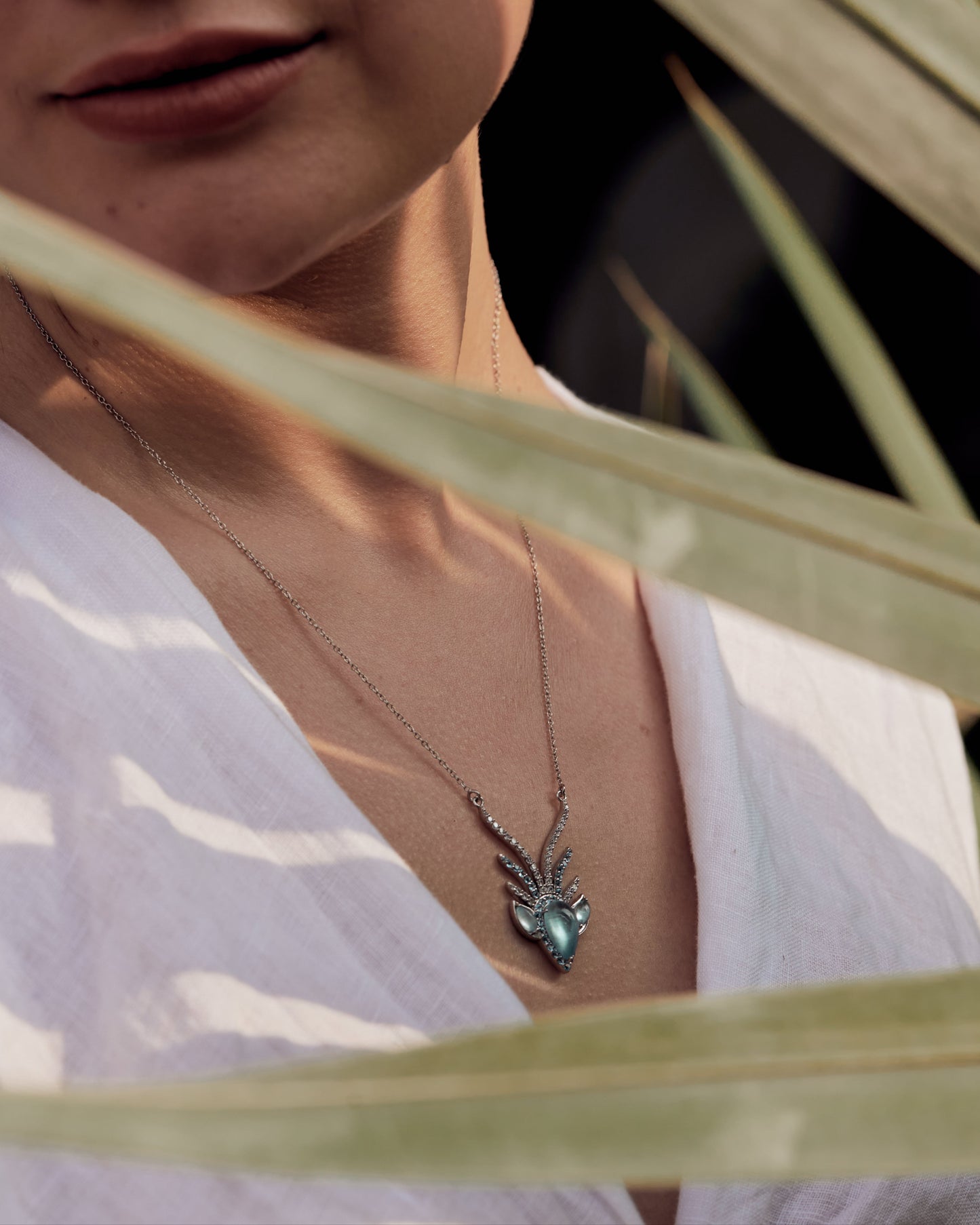 Stag Soul Necklace – Aquamarine 18"