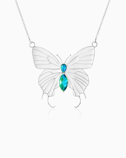 Rainbow Butterfly Necklace 18.5"