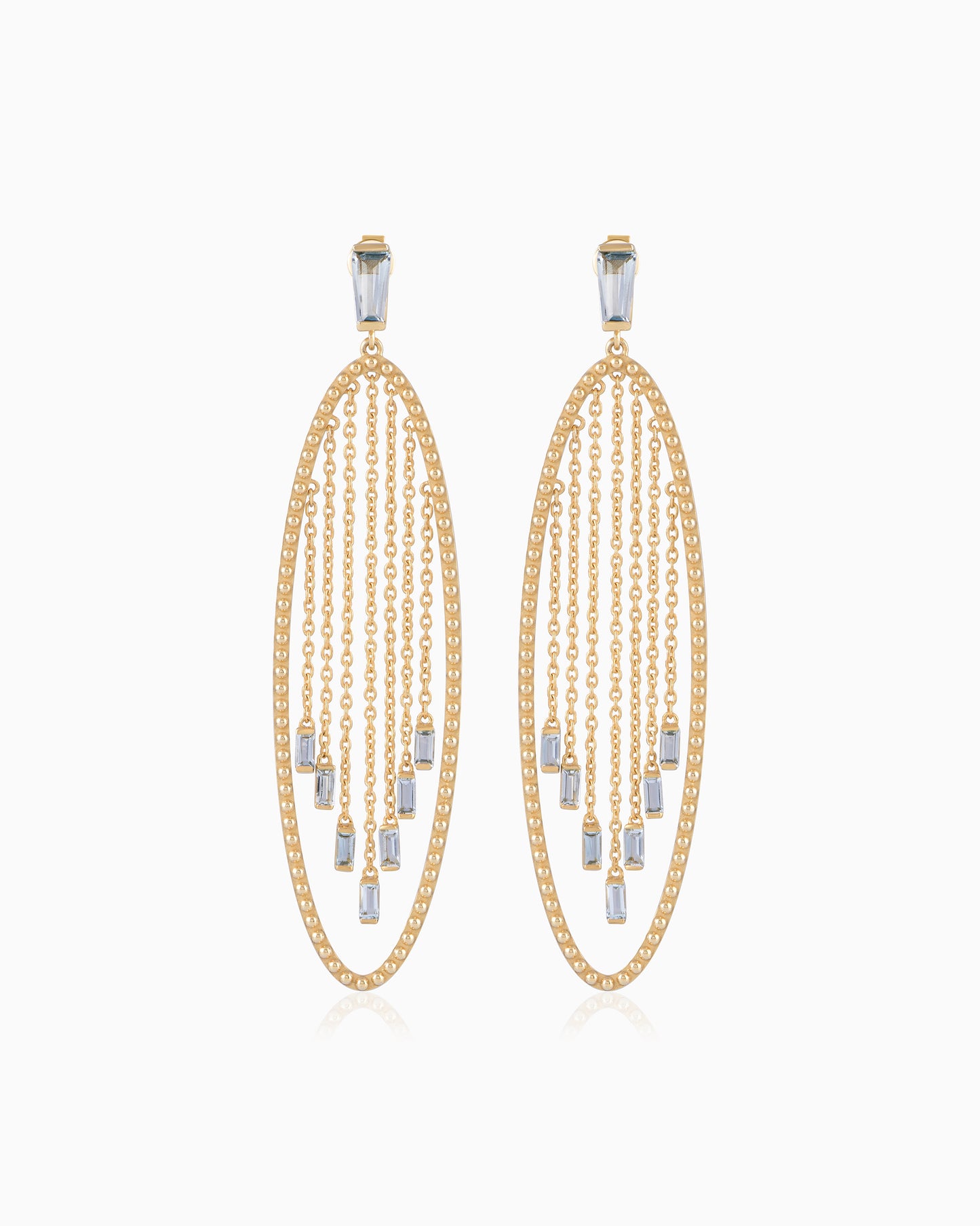 Cascade Earrings – Gold & Aquamarine