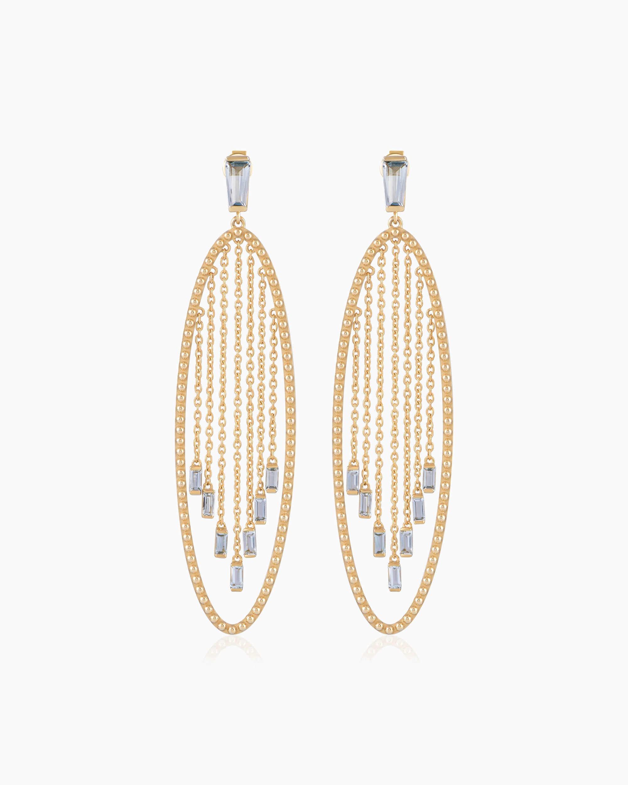 Cascade Earrings – Gold & Aquamarine
