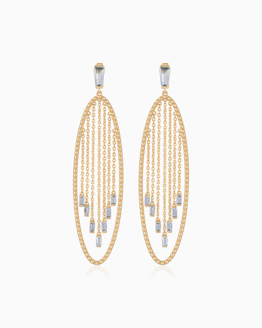 Cascade Earrings – Gold & Aquamarine
