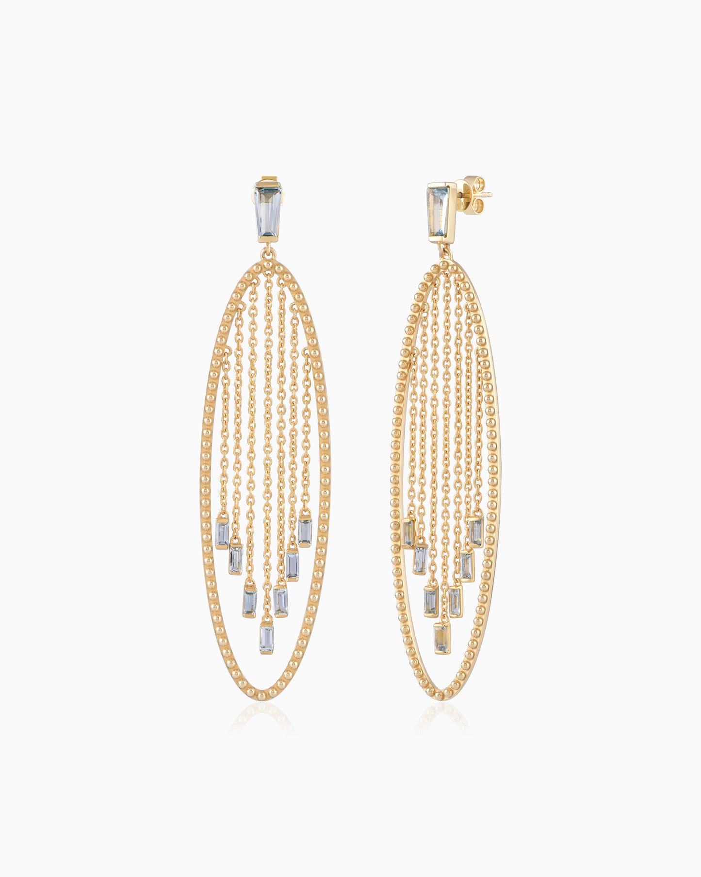 Cascade Earrings – Gold & Aquamarine