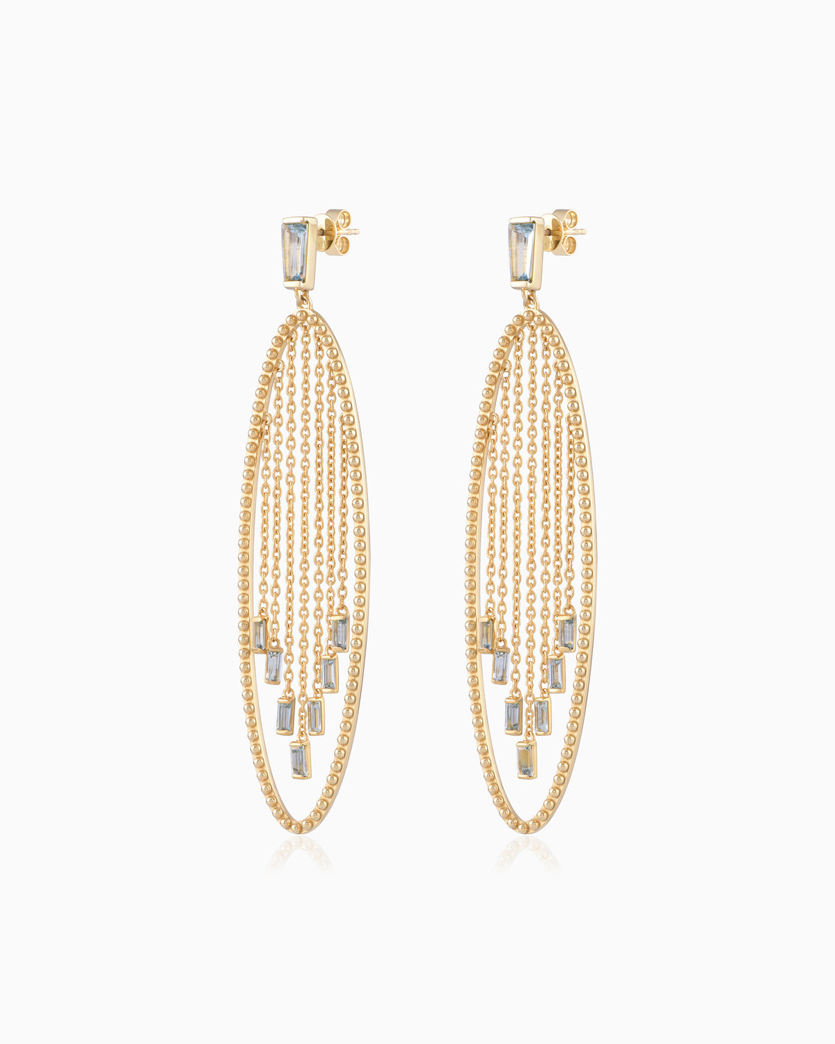 Cascade Earrings – Gold & Aquamarine