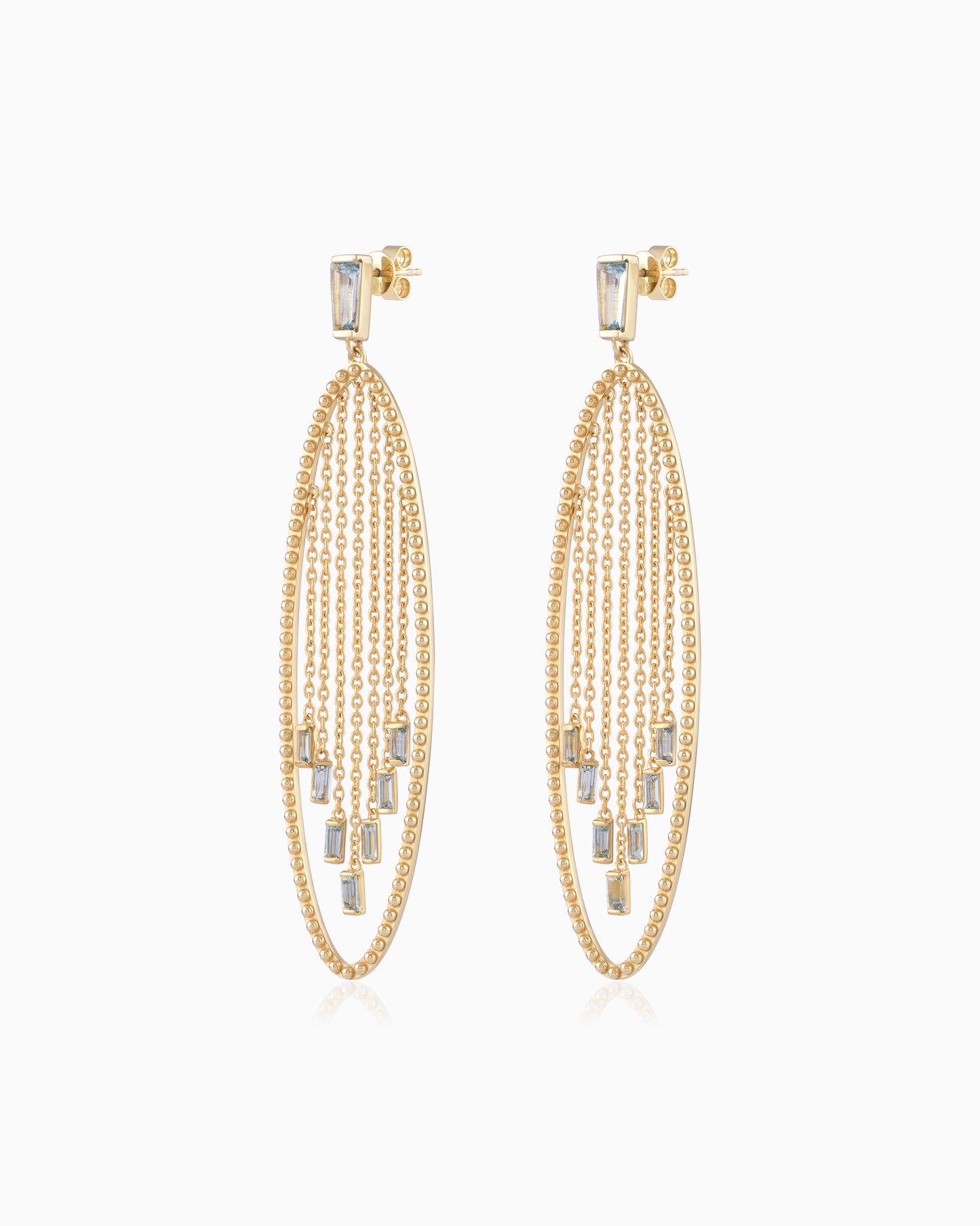 Cascade Earrings – Gold & Aquamarine