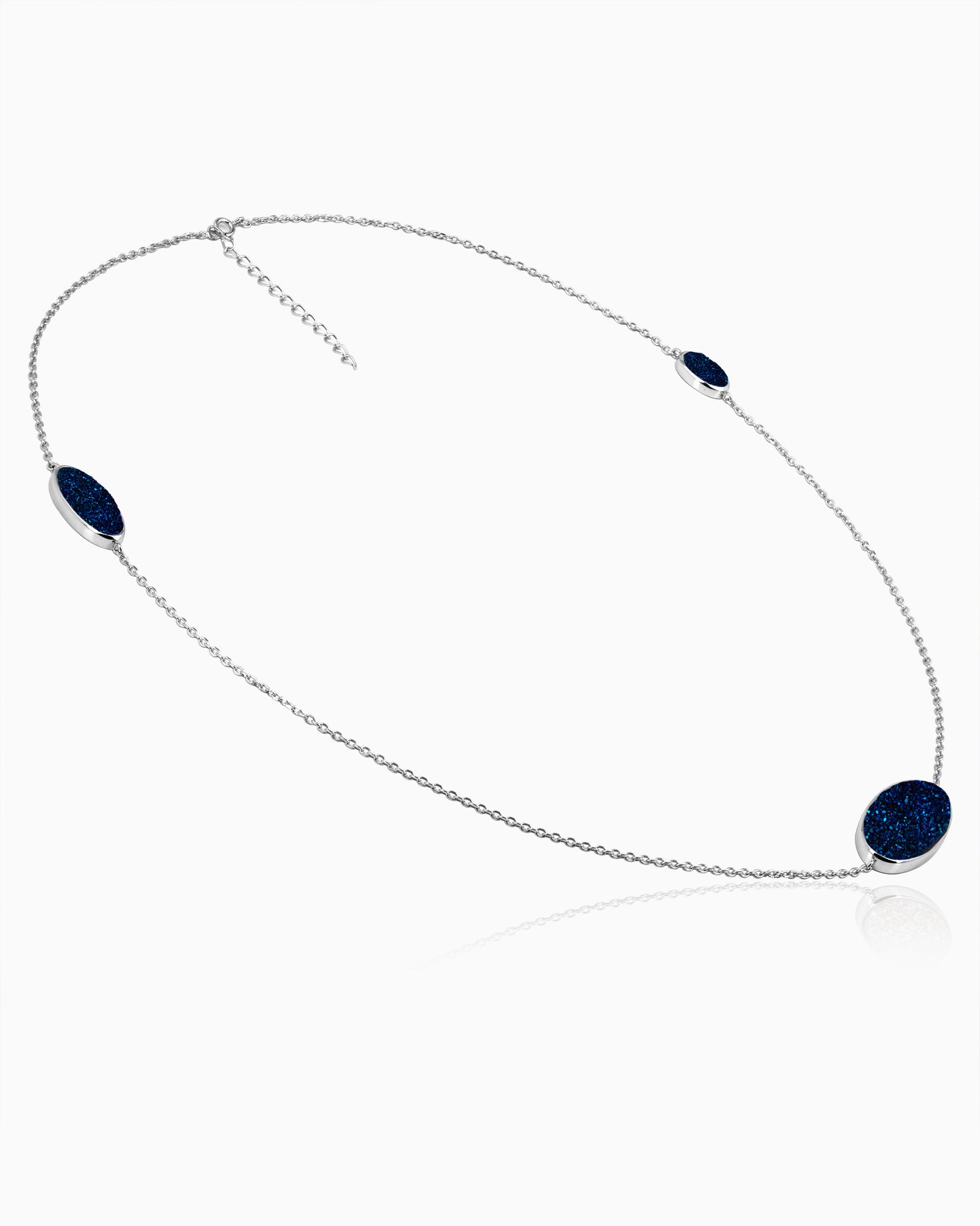 Sapphire Druzy Necklace 24"