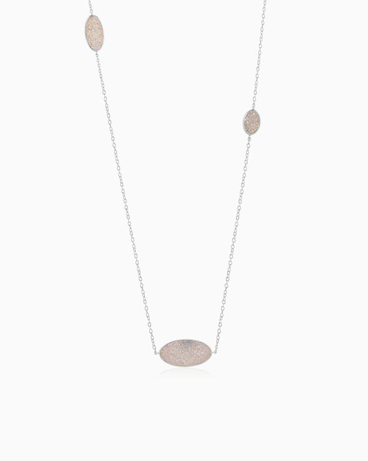 Pink Pearl Druzy Necklace 24"