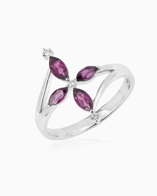 Rhodolite Floral Ring
