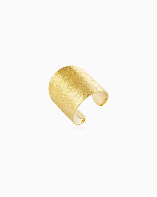Scratched Extra Wide Gold Ring