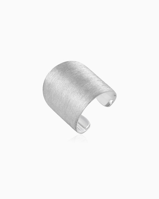 Silver wrought Scratched Extra Wide Ring