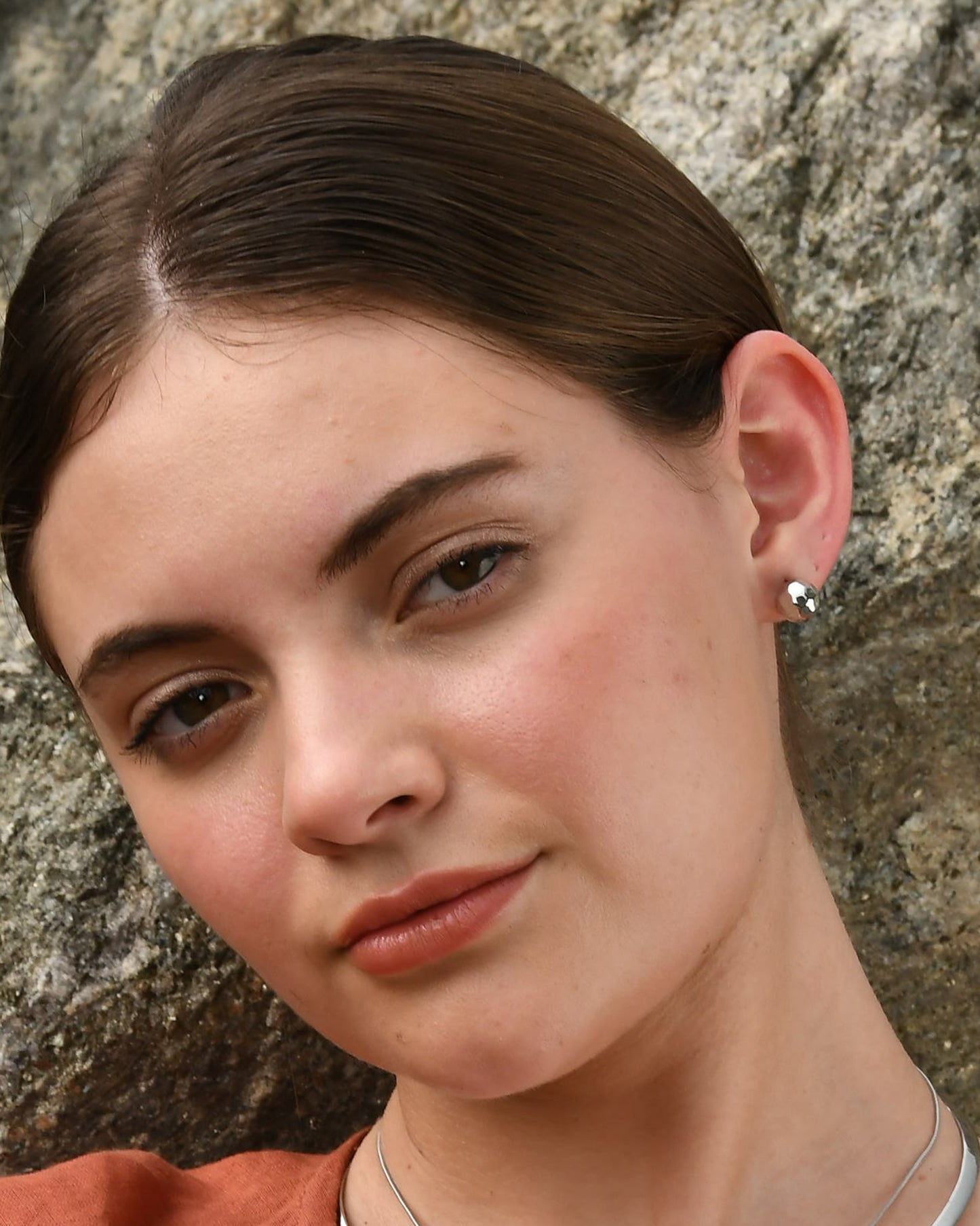 Lustre Crest Studs — Silver