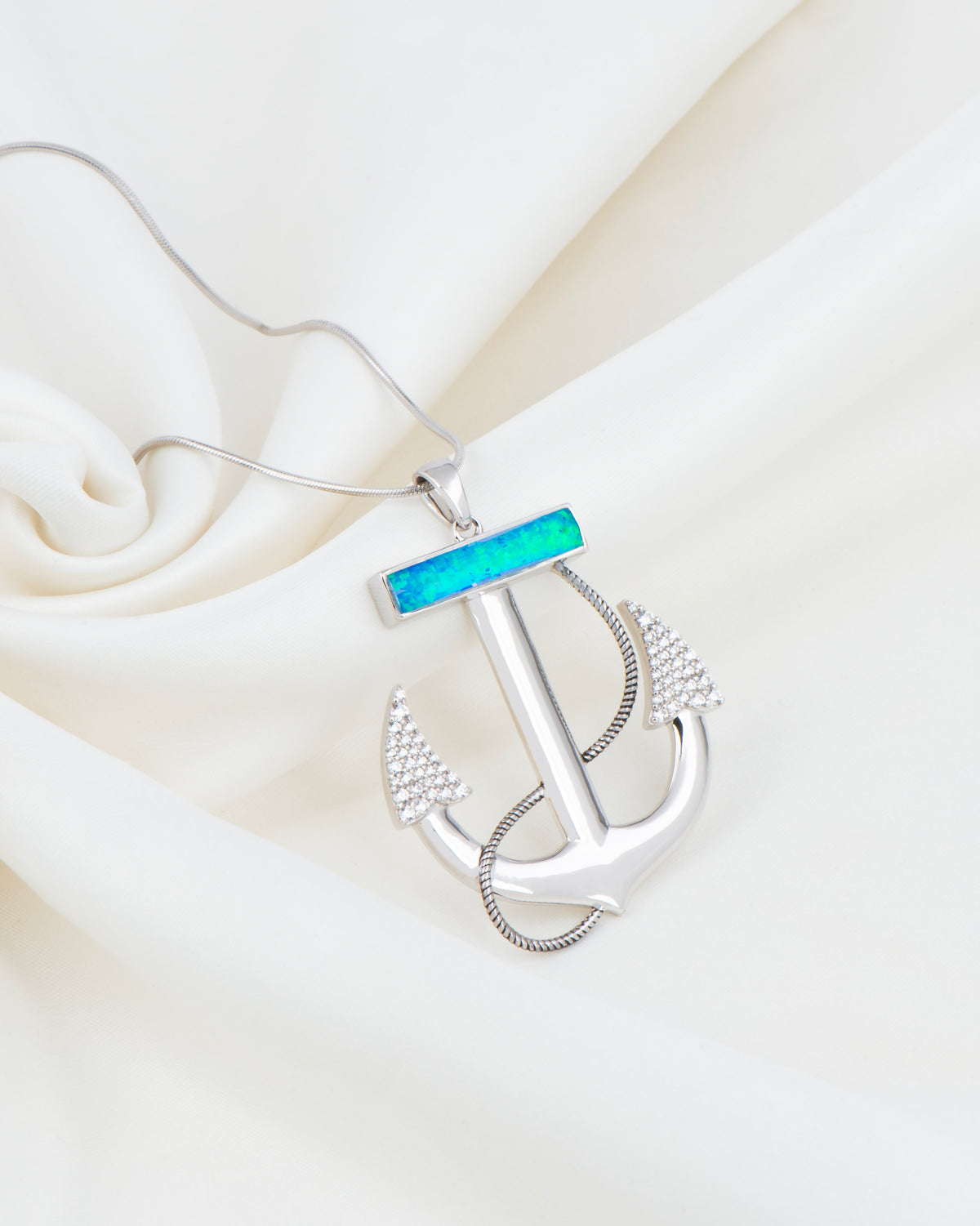 Sea Quartz Anchor Pendant