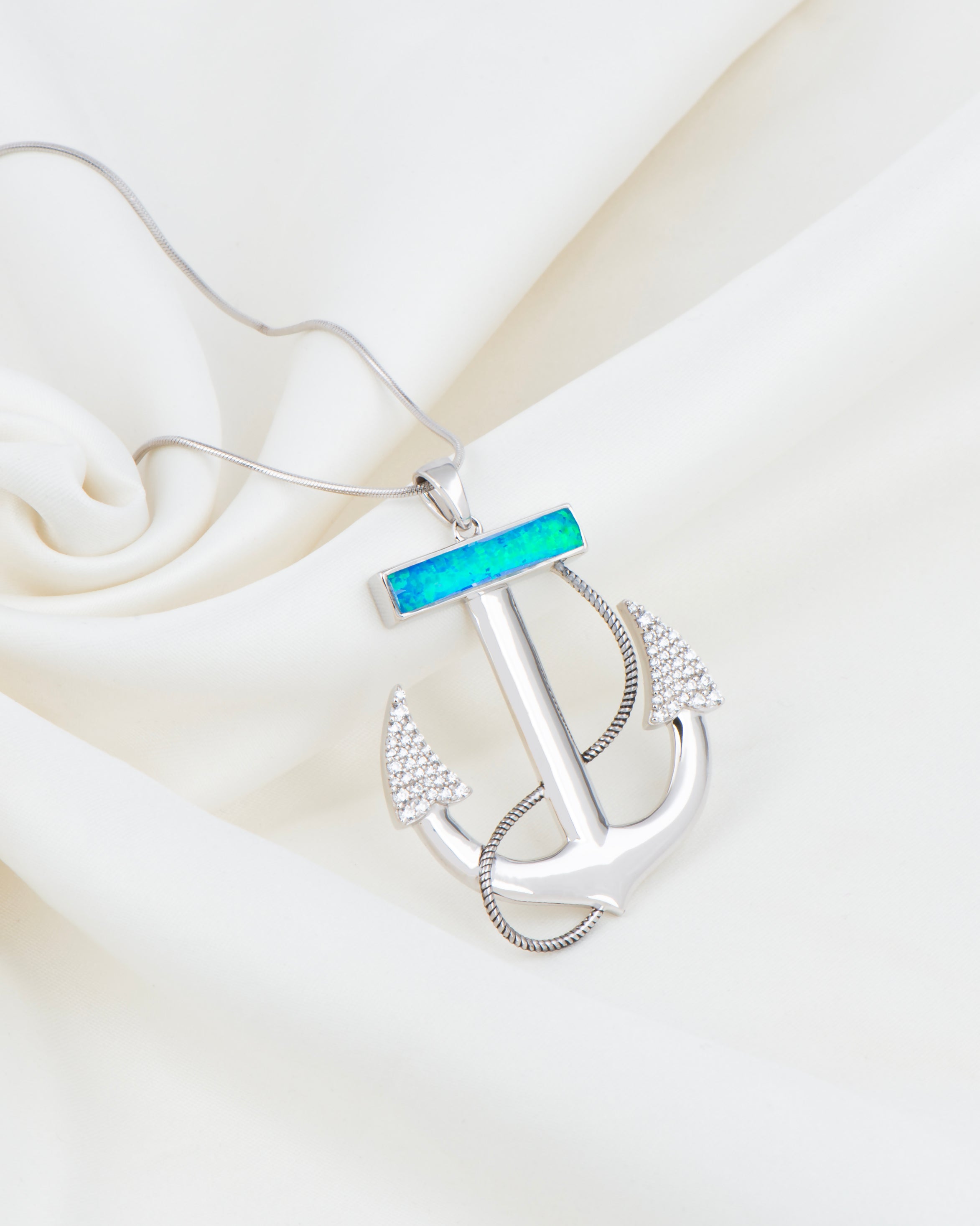 Sea Quartz Anchor Pendant