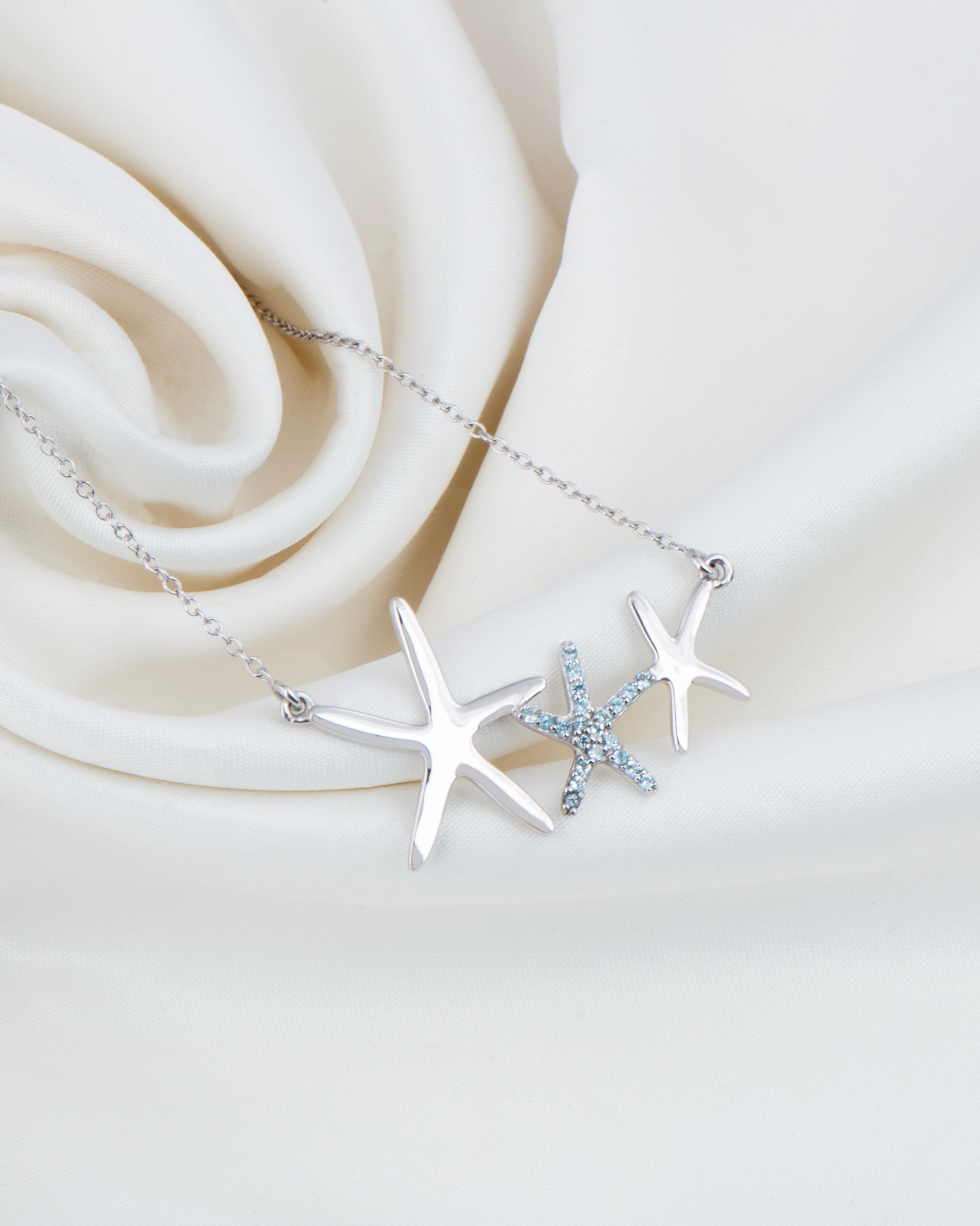 Aqua Starfish Necklace 18"