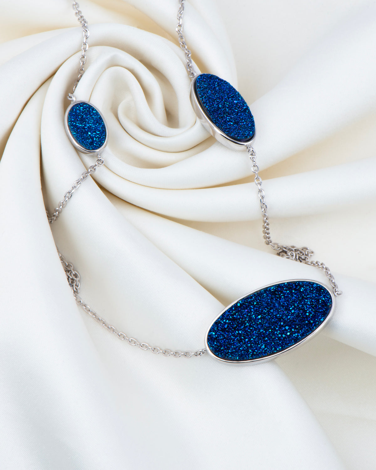 Sapphire Druzy Necklace 24
