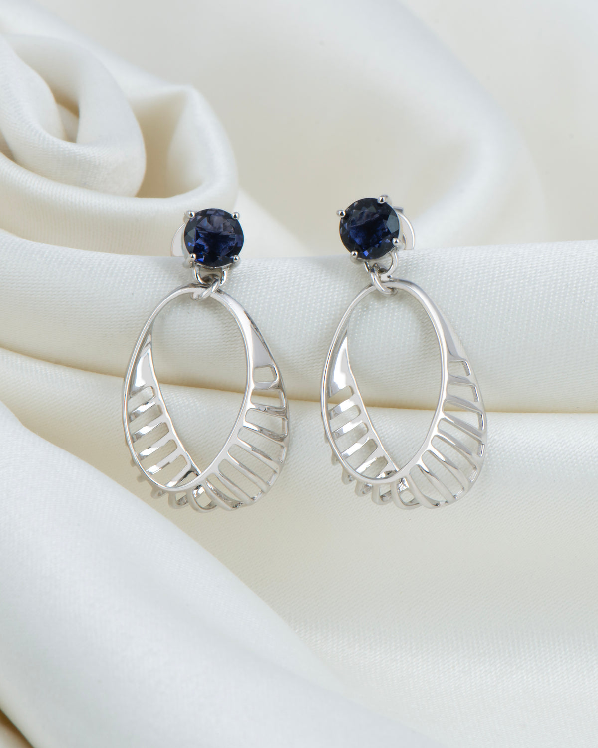 Blue Berry Hanging Basket Earrings