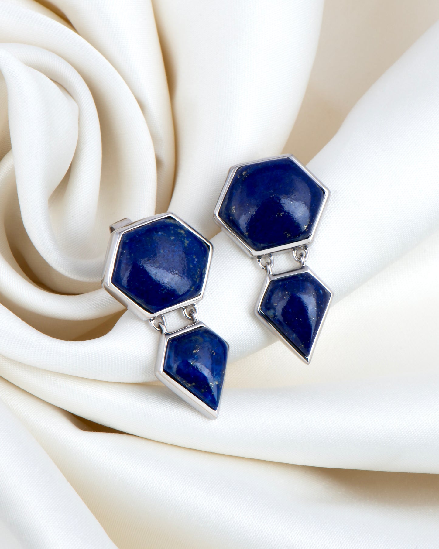 Cobalt Hexa Heart Earrings