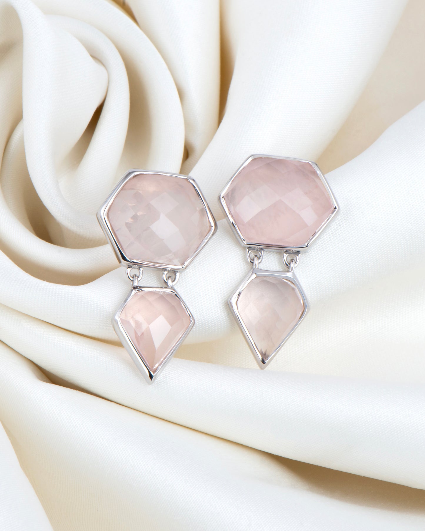 Opaline Mist Rose Gem Earrings
