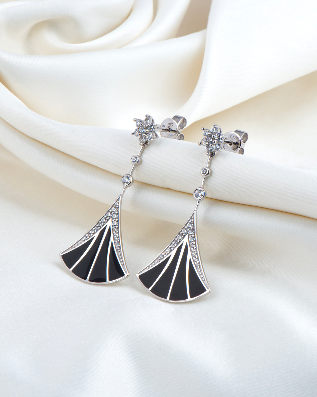 Noir Enamel Cascade Earrings