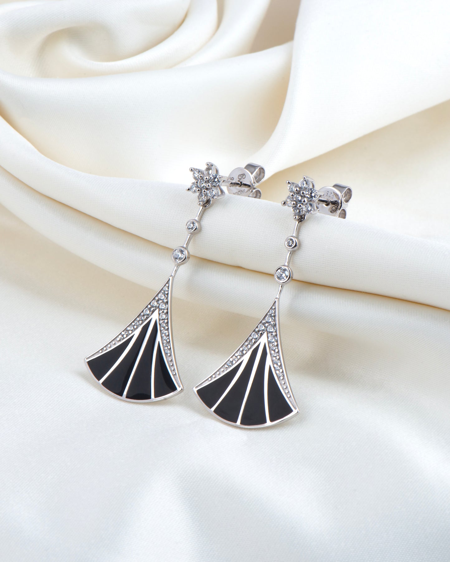 Noir Enamel Cascade Earrings