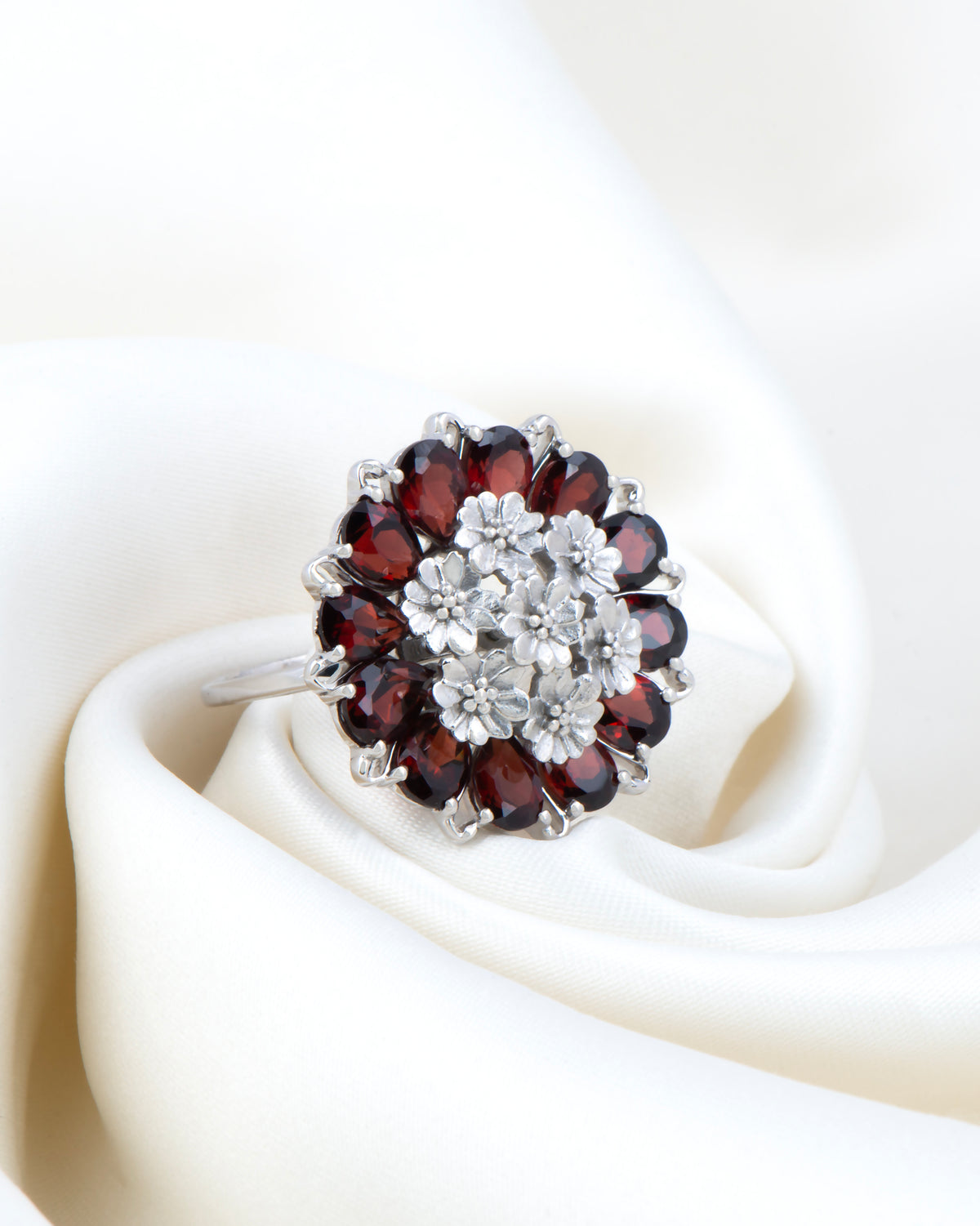 Tatiana Petal Ring- Garnet Edition